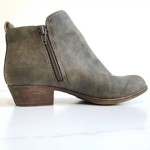Lucky Brand Girls Brona Ankle Booties Taupe Zip - Picture 4 of 8